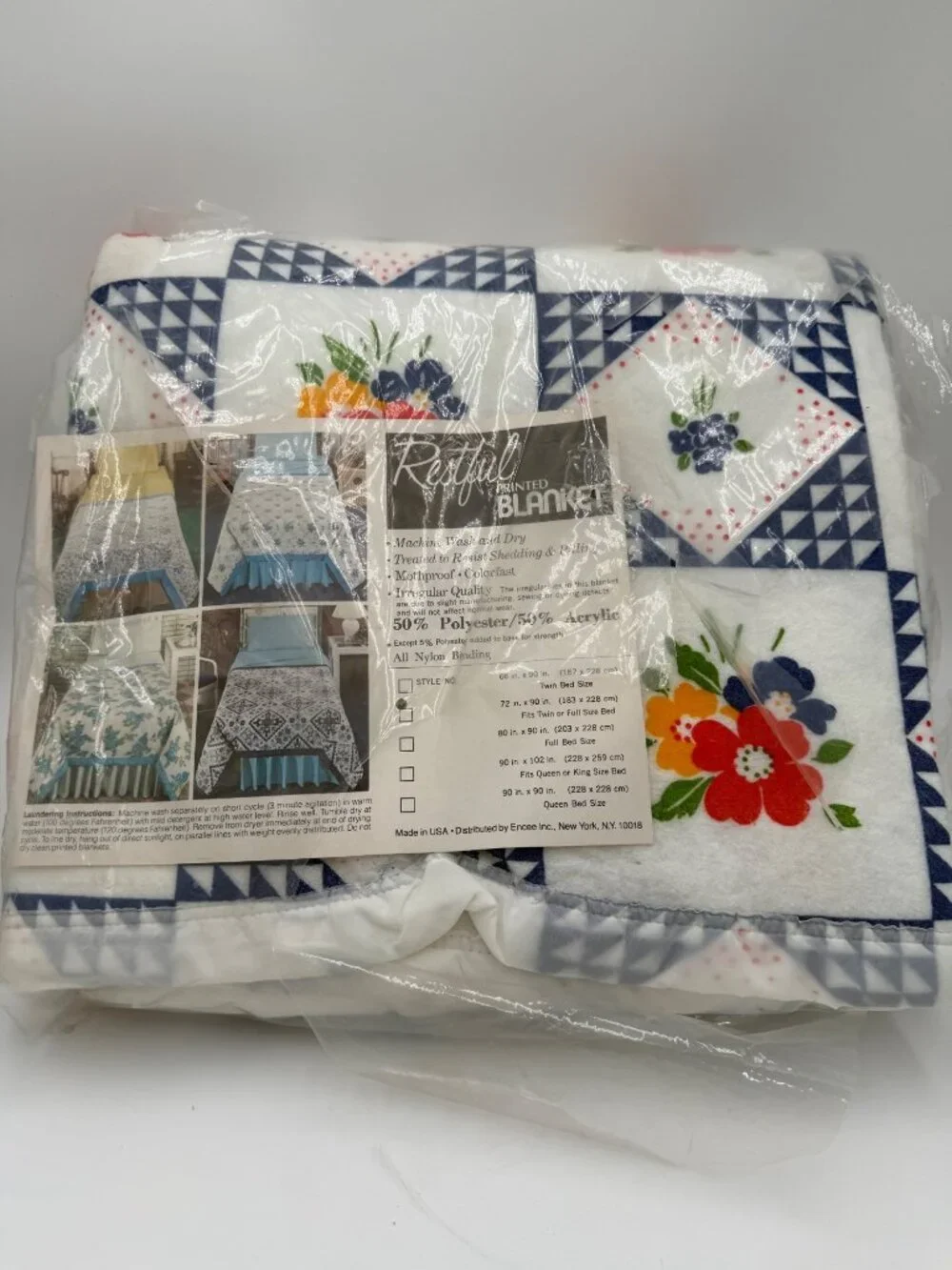 Vintage Blanket Satin Trim Restful 72